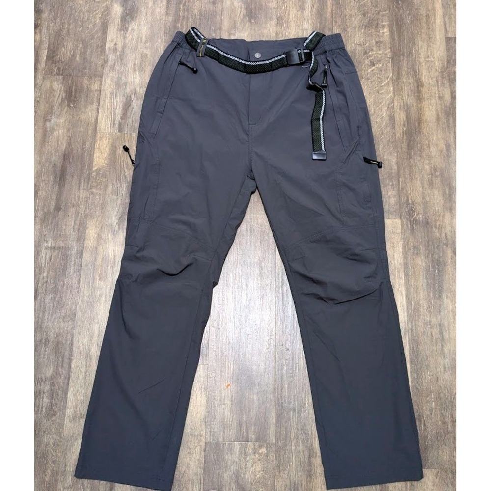 Outdoor Sports Mens XL Gray Hiking Pants Integrated Belt Quick Dry Technical